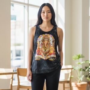 No Time // Ganesh Hindu Deity // Acid Wash // Graphic Tank Top